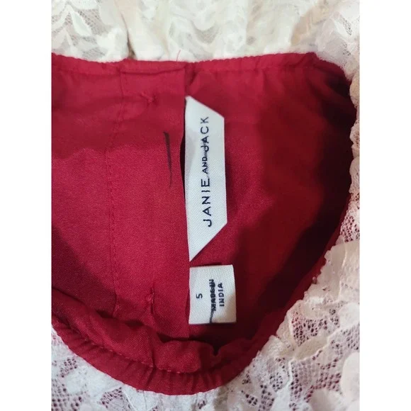 Janie and Jack Girl Holiday Red Velvet Lace Collar Dress size 5 - Picture 2 of 6